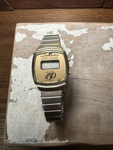 1987 John Deere Silver Metal Band Digital Watch 150 Years-Untested - Picture 1 of 5