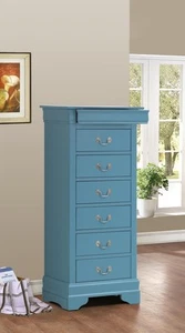 Glory Furniture Louis Phillipe 7 Drawer Lingerie Chest in Teal - Picture 1 of 1