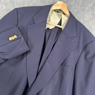 Vintage Paul Stuart Blazer Mens 43L Navy Blue Wool Gold Buttons Italian Fabric - Image 1 of 4