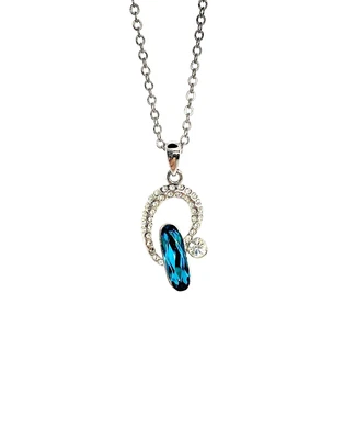 Teal Curve Drop Swarovski Elements Crystal Necklace 18K Gold Plated 16-18" Chain - Image 1 of 4