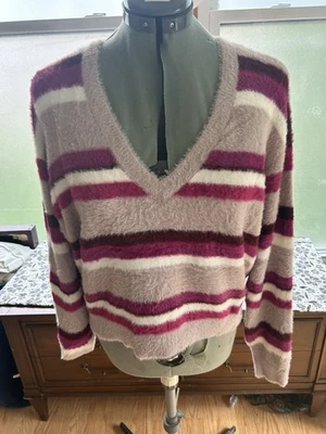 Nuevo con etiquetas Espléndido Suéter Espléndido Cachemira Rosa Rayas Bloques de Color Talla L TAN SUAVE PRECIO DE VENTA SUGERIDO POR EL FABRICANTE $148 Foto 1 de 4