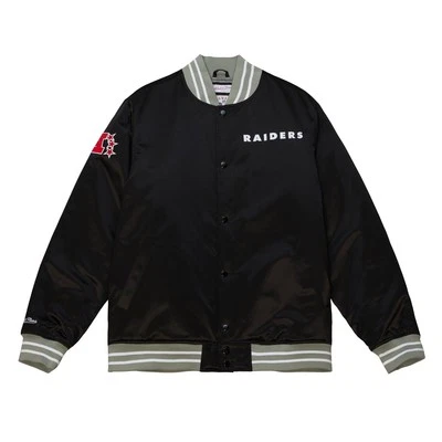 Men's Mitchell & Ness NFL Oakland Raiders Black Heavyweight Satin Jacket - Image 1 of 3