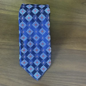 Corbata DANIEL CREMIEUX Sevenfold para hombre 100 % seda LIMITADA cachemira roja/azul usada en excelente estado - Imagen 1 de 11