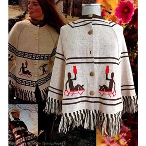 Vintage 1970 70s Zodiac Cape Aquarius Sweater Poncho Montgomery Ward - Picture 1 of 8