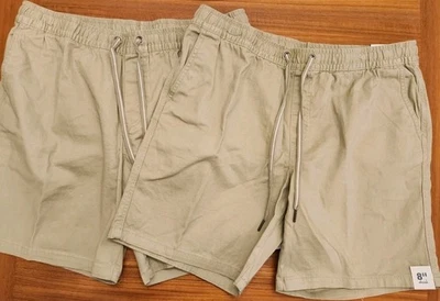 George Men's MEDIUM 32-34 LOT OF 2 Stretch Waist Pull On Shorts KHAKI 8"  #21425 - Image 1 of 4