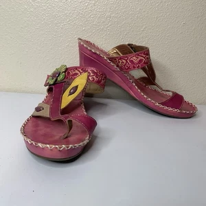 Spring Step L'Artiste Belanus Slide Wedge Sandals FLORAL US Sz 9.5/10 EUR 41 - Picture 1 of 12
