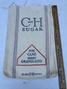 Vintage C & H Sugar 25 Pfund Stoffbeutel 1934 San Francisco CA Bauernhaus 20 x 13 - Bild 1 von 4