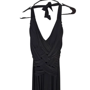 Vintage Y2K Taboo Black Halter Maxi Dress Crisscross Formal Cocktail Evening - Picture 1 of 6