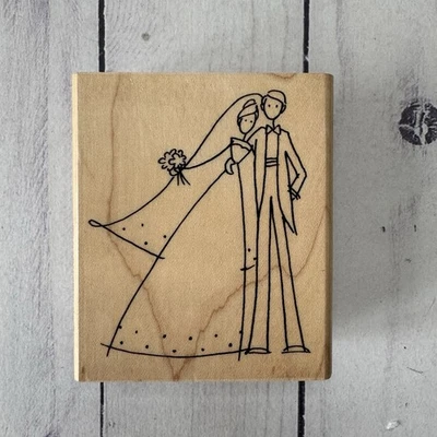 Stampendous Rubber Stamp Happy Couple Wedding Marriage Bride Groom V126 - Image 1 of 4