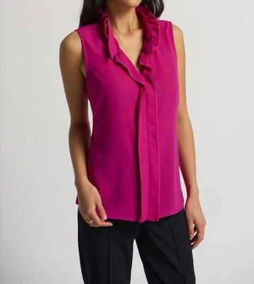 Top Joseph Ribkoff Georgette con volantes talla 10 Foto 1 de 4