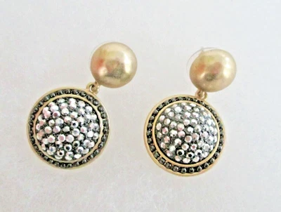 Pendientes colgantes Chicos brillantes marcasita 1,5" tono dorado firmados Foto 1 de 4