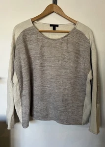 Suéter J Crew Gris Color Crema Bloque Cuadrado Mezcla Lana Talla Grande - Imagen 1 de 8