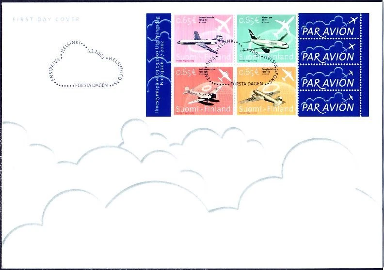 Douglas DC-3 Junkers Super Caravelle Airbus 320 Aviation Finland Mint FDC 2003 - Image 1 of 1