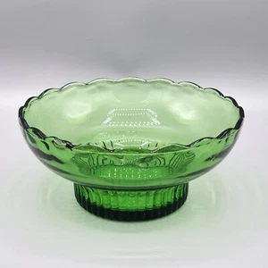 Vintage E.O. Brody Co. Green Clear Glass Bowl Cleveland USA Retro Cottage Decor - Picture 1 of 11