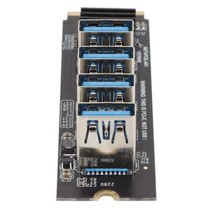 M.2 NVME To PCIE 1X Riser Card M.2 NVME To 4 Ports PCIE 1X USB 3.0 Heat Diss Fit - Picture 1 of 22