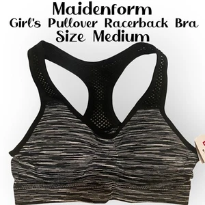 Reggiseno sportivo Maidenform Self Expressions ragazza racerback bianco e nero taglia media - Foto 1 di 6