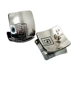 Pendientes de plata esterlina griegos | Pendientes de plata vintage de México con espejos de plata - Imagen 1 de 10