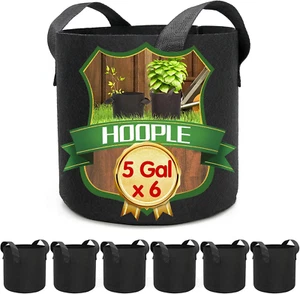 6Pack 5 Gallon Grow Bags Garden Heavy Duty Non-Woven Aeration Plant Fabric Pot P - Picture 1 of 9