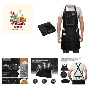Durable Leather Welding Work Apron - 6 Pockets, Adjustable Fit for Men & Women - Picture 1 of 10