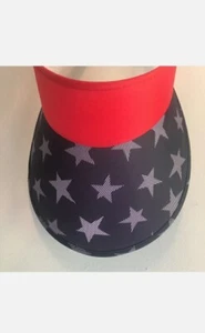 Sun Squad Retro Visor NWT Patriotic Red Band White Stars Blue Bill - Picture 1 of 3