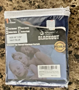 52"x84" Panel Amazlinen NAVY BLUE Grommet Top Thermal Room Darkening Curtain NIP - Picture 1 of 4