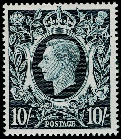 SG478, 10s dark blue, NH MINT. Cat £260 Cover