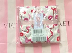 NEW Victoria's Secret Satin Long Pajama Set Ivory Kisses Logo Top & Pants XL - Picture 1 of 2