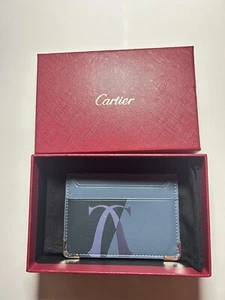 Cartier Tarjetero Estuche Piel de becerro Azul Must de Cartier Tarjeta Billetera - Caja AD - Imagen 1 de 4