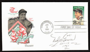 Ned Garver Signed Lou Gehrig Stamp FDC Cover Cachet Detroit Tigers Auto
