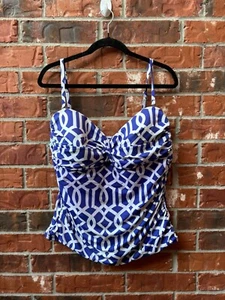 Liz Claiborne Womens 18 Purple Geometric Front Twist Swim Tankini - Picture 1 of 6