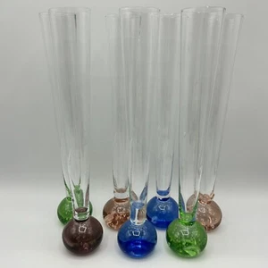 Vtg MCM Controlled Bubbles Art Glass Trumpet Flute 12” Bullicante Ball Base - Picture 1 of 20
