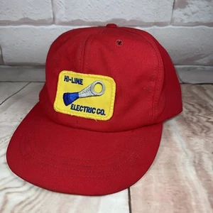 Trucker Hat Snap A Tab Hi- Line Electric Co. Snapback Vintage Yellow Blue patch - Picture 1 of 11