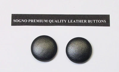 2 MADE IN USA 7/8" dark silverish charcoal color leather covered jacket buttons - Image 1 of 4