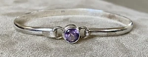 Vintage 925 Sterling Silber & Amethyst Armreif Armband 9 g - Bild 1 von 6