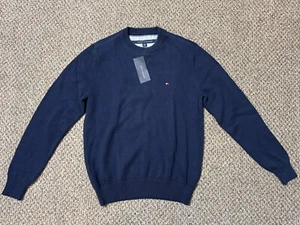 Suéter Tommy Hilfiger Para Hombre XS / Extra Pequeño Azul Marino Redondo Crew Algodón Nuevo con Etiquetas - Imagen 1 de 6