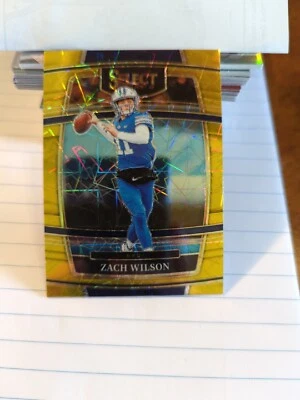 2022 Select Draft Picks Zach Wilson Concourse Gold Lazer Prizm #41 Jets BYU - Image 1 of 4