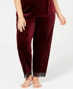 INC Plus Size Lace-Trim Velvet Pajama Pants M - Picture 1 of 1