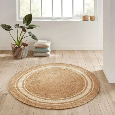 Round Rug Jute Hand Braided 100% Natural Jute Farmhouse Area Rug indoor Rug - Image 1 of 4