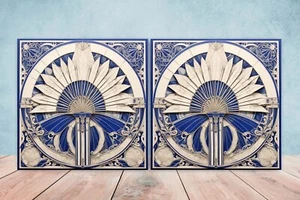 Art Deco Design Keramikfliesen - 2er Set Art Deco Wanddeko Fliesen, Art Deco Fliese - Bild 1 von 3