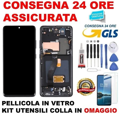 DISPLAY LCD ORIGINALE 100% FRAME SAMSUNG GALAXY S21 ULTRA SM-G998 TOUCH NERO - Image 1 of 4