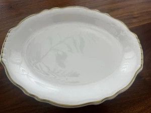Homer Laughlin Side Platter Scalloped Edge Yellow Gold Trim 9.5" long Great Tray - Picture 1 of 8