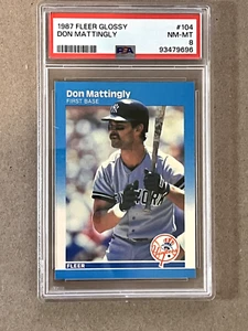 Fleer Glossy #104 1987 Don Mattingly New York Yankees PSA 8 casi nuevo-como nuevo - Imagen 1 de 2