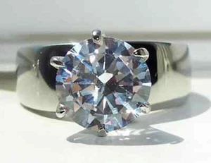 2.0Ct Round Cut Simulated Diamond Solitaire Wedding Ring 14K White Gold Plated - Picture 1 of 11
