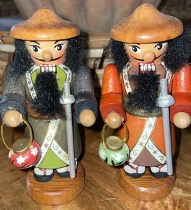 Asiatischer Chinesischer Krieger 4 Zoll Holz Nussknacker Set Vintage - Bild 1 von 4