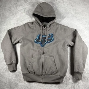 Fox Racing Hoodie Mens Large Sasquatch Sherpa Lined Shacket Jacket Sweater Y2K L - Picture 1 of 12