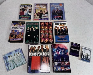 Vintage Backstreet Boys Merchandise Memorabilia LOTTO Libri VHS Video Casette CD - Foto 1 di 5