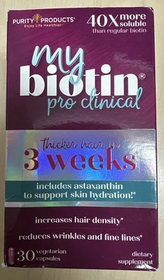 Purity Products My Biotin ProClinical MyBiotin Thicker Hair 30 Capsule 06/2027 - Image 1 of 4