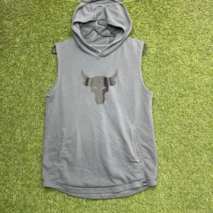 Under Armour Hoodie Youth XL Gray Project Rock Fleece Payoff Sleeveless Loose - Picture 1 of 11