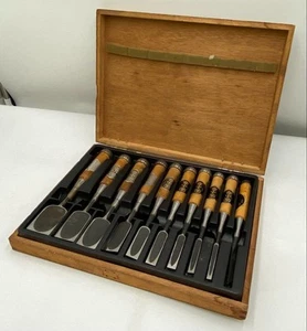 Japanischer Stechbeitel Oire Nomi 10er Set, Kotani anthrazitgebrannt schwarz Linin - Bild 1 von 19