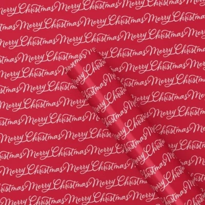 40" 220 sq ft Christmas Roll Wrap Merry Christmas on Red - Wondershop - Image 1 of 3